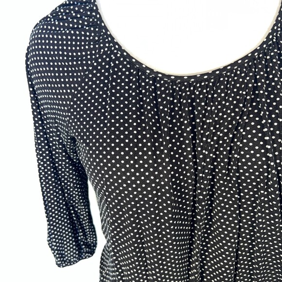 Michael Kors Blouse Womens XL Peasant Top 3/4 Balloon Sleeve Polka Dot - Picture 5 of 9